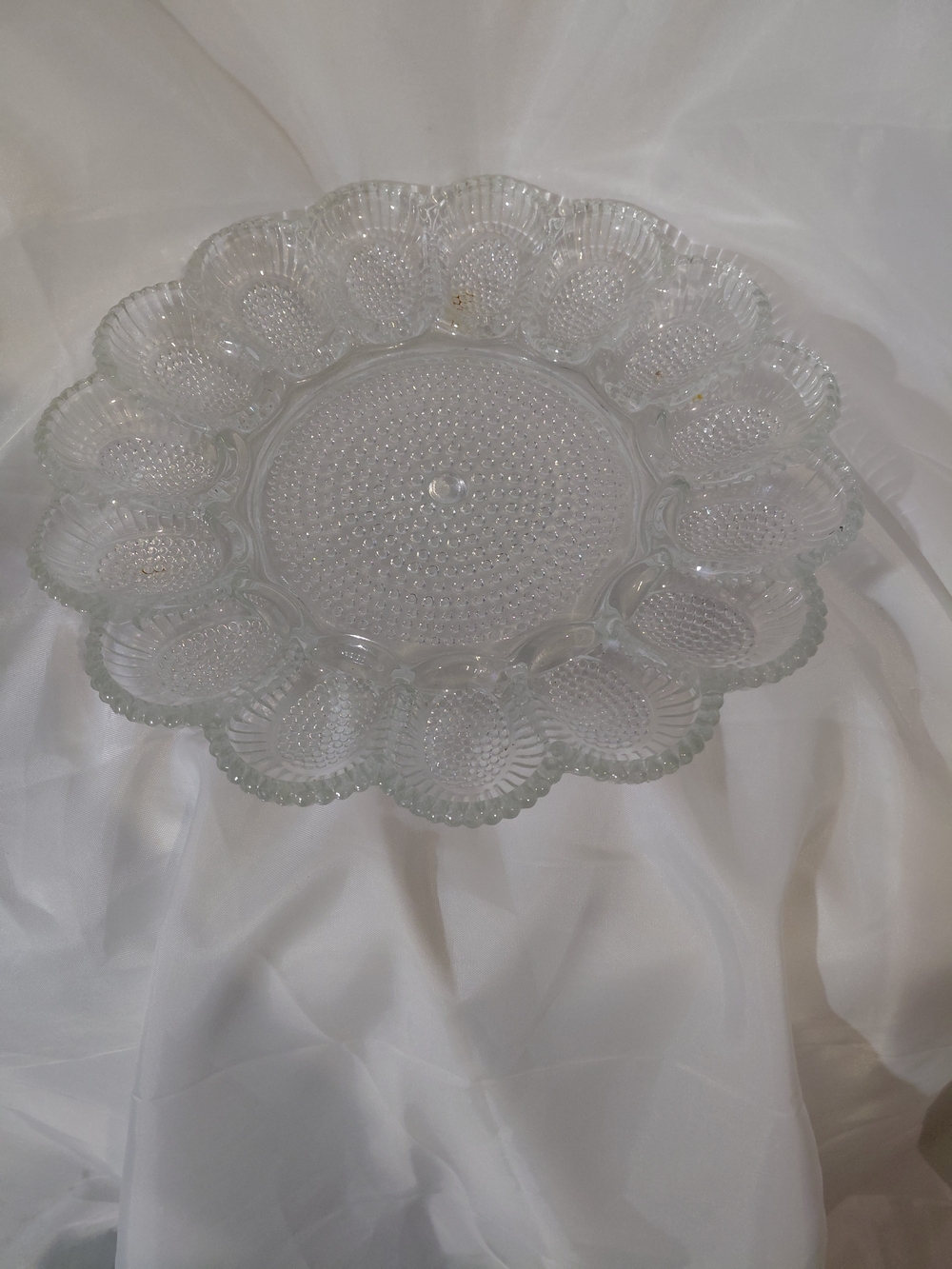 Anchor Hocking Clear Glass Scalloped Egg Tray Serving Platter